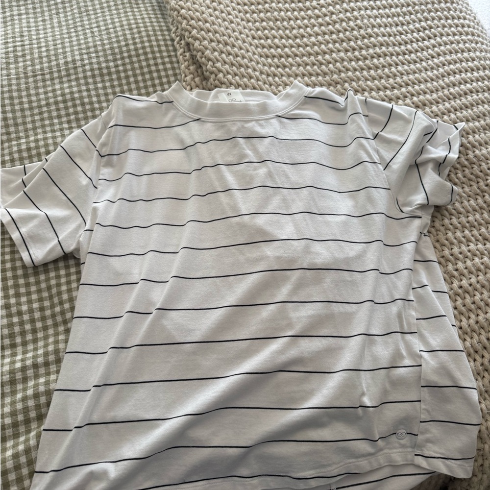 CALIA by Carrie Underwood White and Black Striped Short Sleeve Tee
